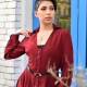 فستان عنابي بأكمام طويلة - 219