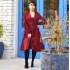 فستان عنابي بأكمام طويلة - 219